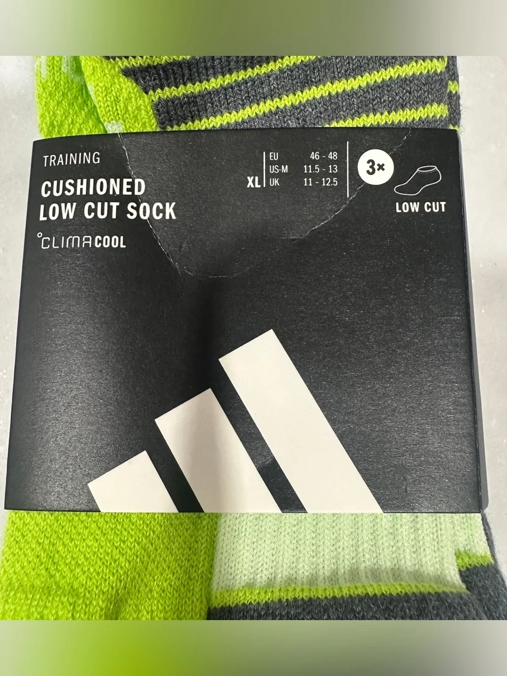 Adidas Cushioned Low Cut Training Socks – 3 Pack – Size XL Adult Size UNISEX